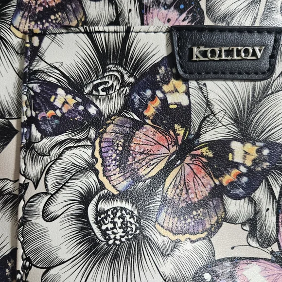 Koltov Floral Butterfly Crossbody Bag - Black and Pink - Picture 6 of 9